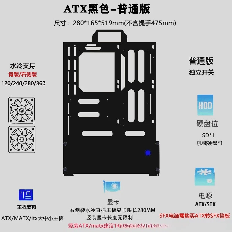 Open Chassis 240/360 Water-Coo - Pc Chassis 评论和价格